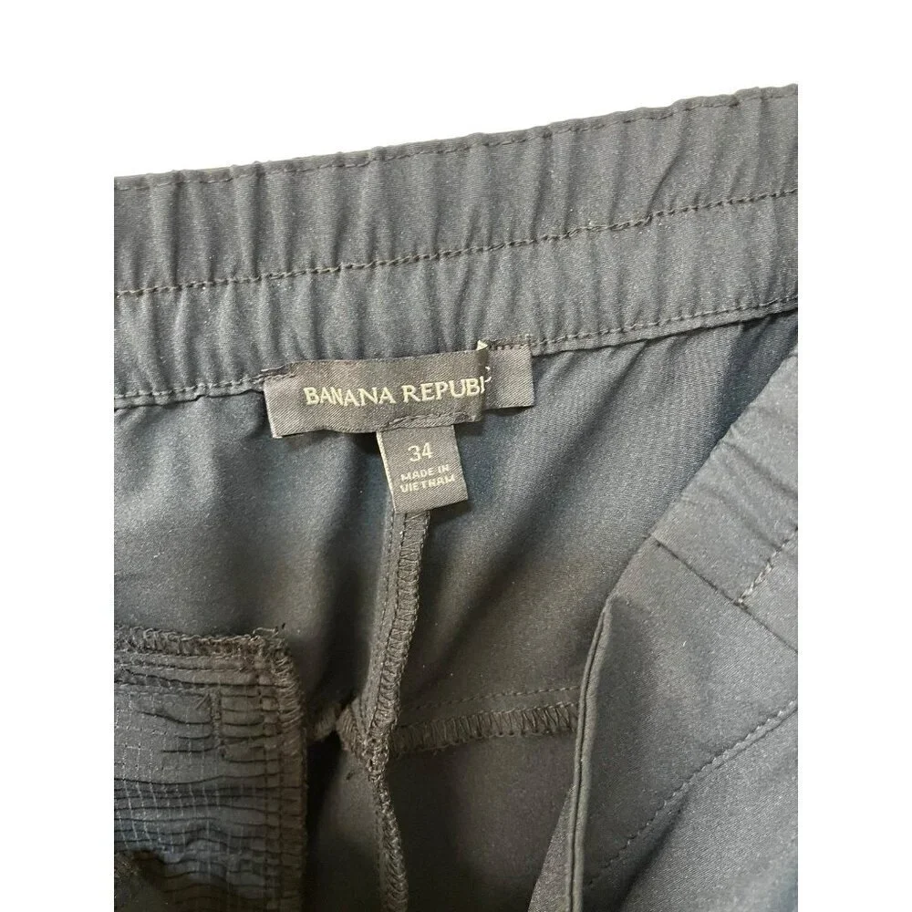 Banana Republic Mens Tech Jogger Black Polyester Chino Pants Size 34x30
